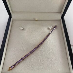 Amethyst Princess Cut Tennis Bracelet Rose Gold